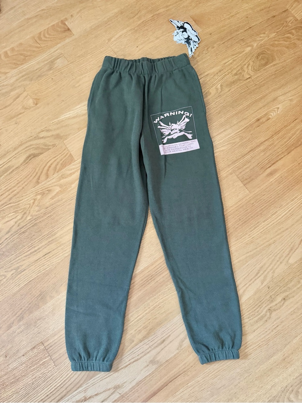Boys Lie Green Up In Smoke Terry Sweatpants, Size XS, Cotton, New With tags